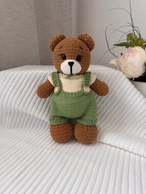 Handmade Crochet Teddy Bear, Soft Amigurumi Stuffed Animal, Nursery Decor